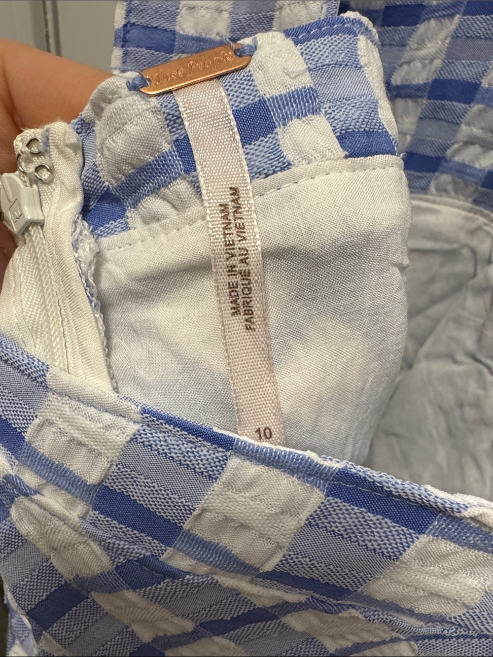 NWT Free People Blue and White Gingham Dress - Picture 3 of 4
